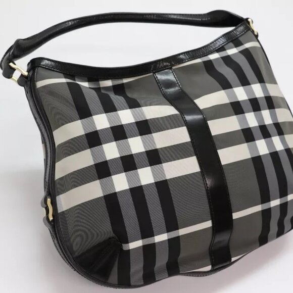 Burberry Tri Color Beat Check Nylon & Leather Hobo - Picture 4 of 14